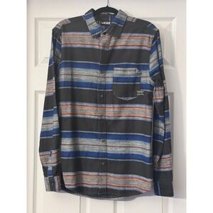 Vans Long Sleeve Button Up Flannel Shirt Men's Size M Multicolored Stripe Casual